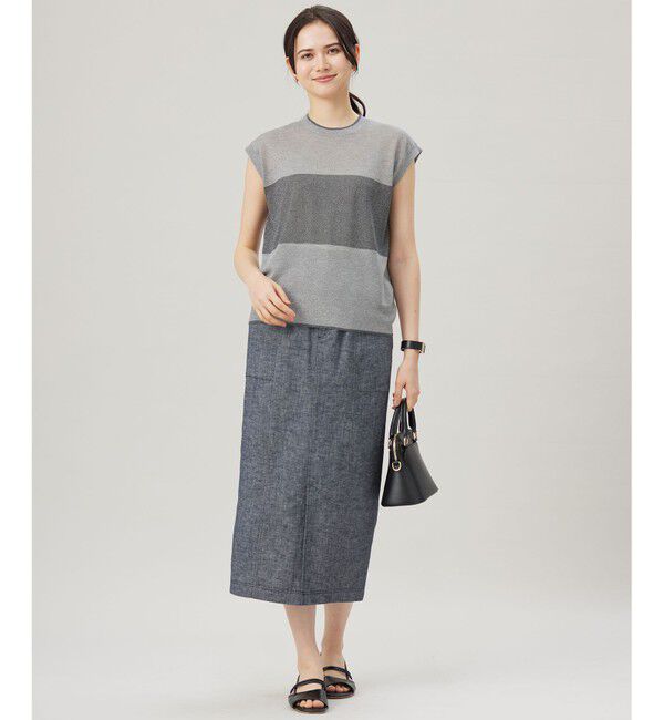 自由区「【洗える】コットンリネンシャンブレー スカート」|スカート|