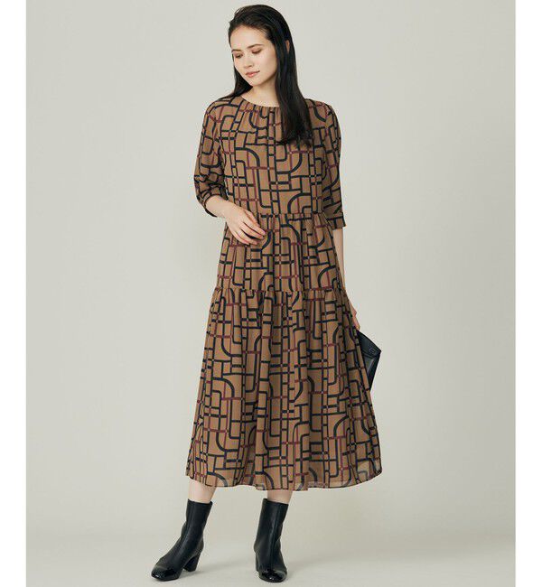 自由区「ジオメトリックレトロプリント ワンピース」|ワンピース|