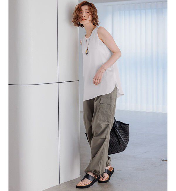 23区「【SLOW/好評につき新色追加】ミリタリーストレッチタフタ  カーゴパンツ」|カーゴ|