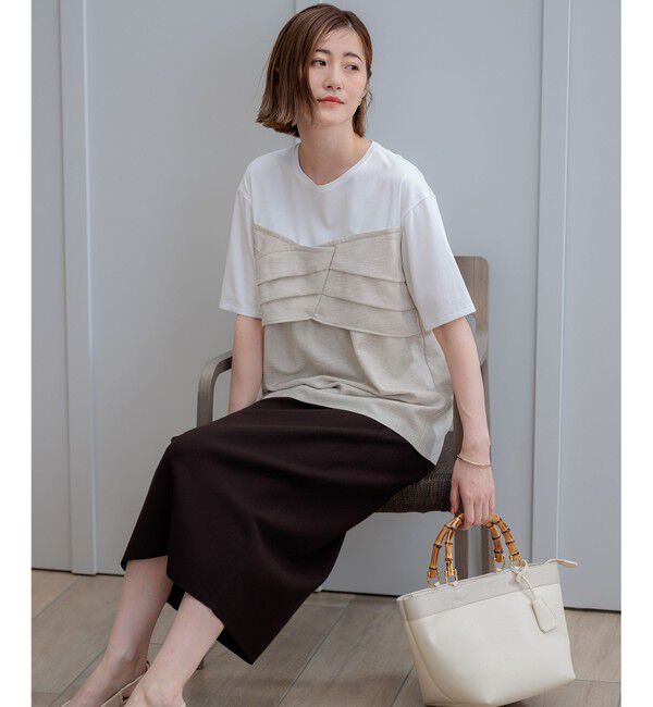 23区「【WEB限定カラーあり/洗える】スムースデザイン コンビ カットソー」|Tシャツ・カットソー|