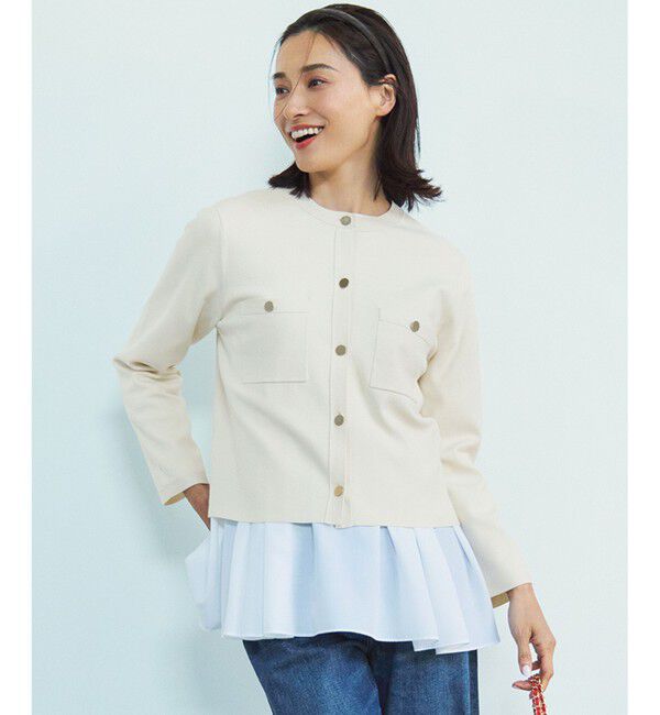 23区「【洗える】コンフォートストレッチ ニット カーディガン」|カーディガン|アイボリー系