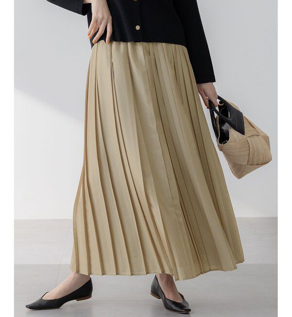 23区「【洗える】シアーコンビ プリーツ スカート」|スカート|ベージュ系