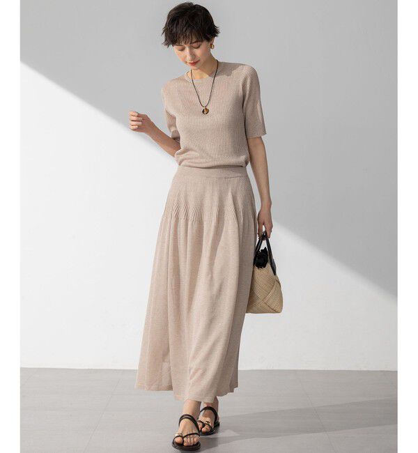 23区「【洗える】シャイニーシアーニット フレア スカート」|スカート|