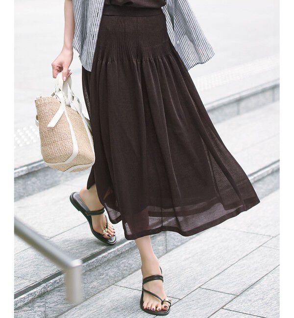 23区「【洗える】シャイニーシアーニット フレア スカート」|スカート|ﾀﾞｰｸﾌﾞ