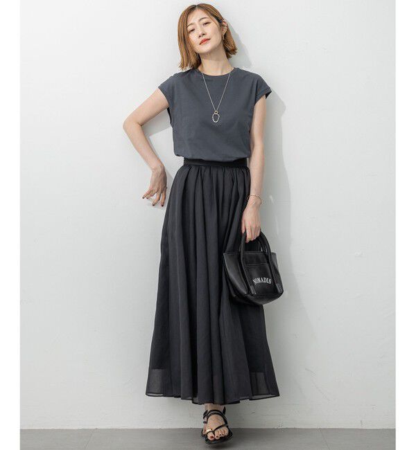 23区「【洗える】コンパクトヤーン フレンチスリーブ Tシャツ」|Tシャツ・カットソー|