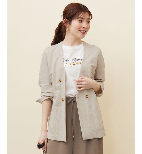 any SiS「【洗える】ノーカラーライト ジャケット」|ノーカラージャケット|ｱｲﾎﾞﾘｰ