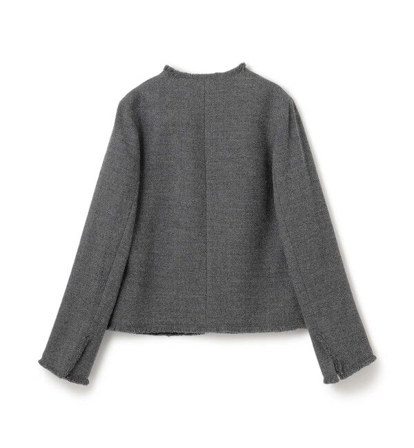 BEIGE,「MILLAM / フェイクレザーパッチツイードジャケット」|ノーカラージャケット|