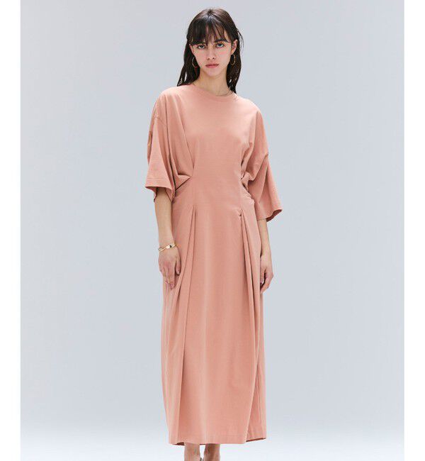 BEIGE,「【洗える】S.BABILA / スリットネックウエストタックワンピース」|ワンピース|Sunset