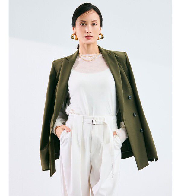 BEIGE,「【洗える】CADDO / シアーウールクルーネックトップス」|ニット・セーター|Ecru