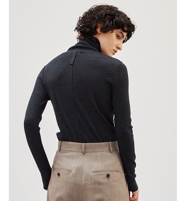 BEIGE,「【洗える・GISELe 10月号掲載】FORD / ウール配色メローハイネックカットソー」|Tシャツ・カットソー|Charcoal