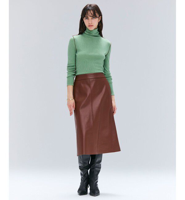 BEIGE,「【洗える・GISELe 10月号掲載】FORD / ウール配色メローハイネックカットソー」|Tシャツ・カットソー|