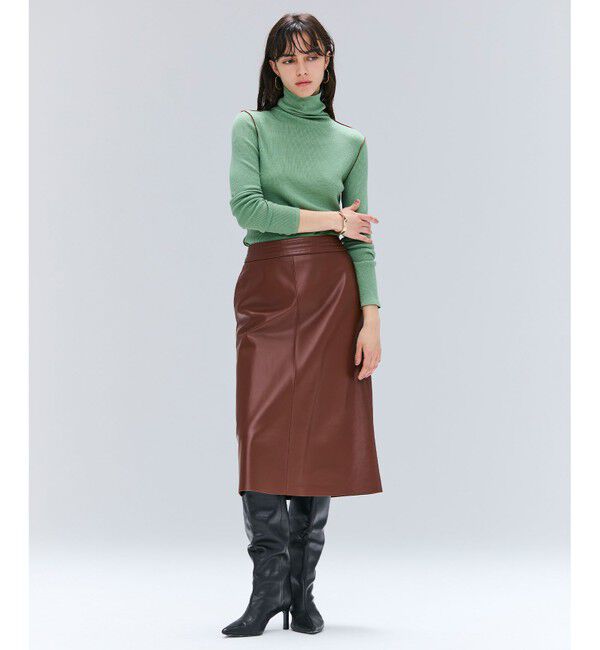 BEIGE,「【洗える・GISELe 10月号掲載】FORD / ウール配色メローハイネックカットソー」|Tシャツ・カットソー|