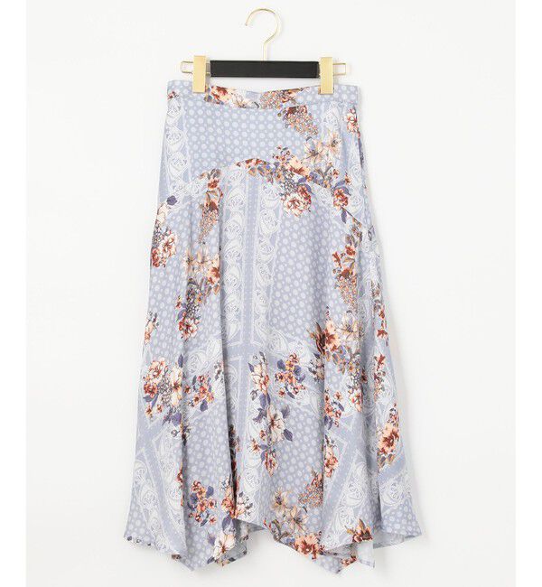 GRACE CONTINENTAL「バンダナフラワープリントスカート」|スカート|サックス