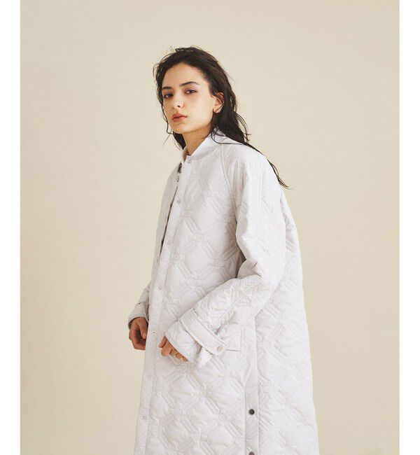  「キカ柄ライトキルティングコート」|ノーカラーコート|