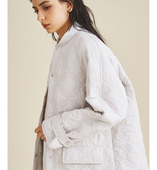  「キカ柄ライトキルティングコート」|ノーカラーコート|