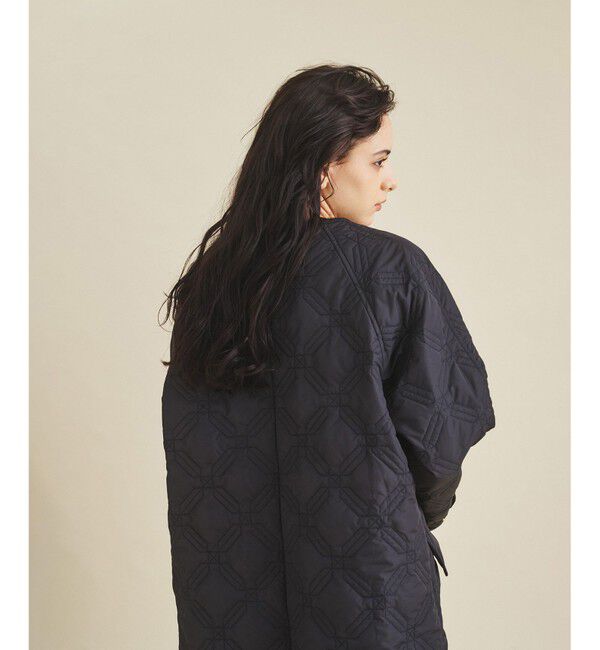  「キカ柄ライトキルティングコート」|ノーカラーコート|