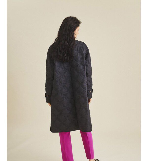  「キカ柄ライトキルティングコート」|ノーカラーコート|