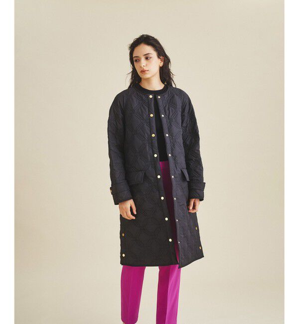  「キカ柄ライトキルティングコート」|ノーカラーコート|