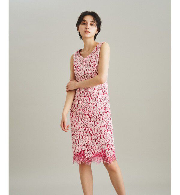  「バイカラーレースタイトドレス」|ドレス|