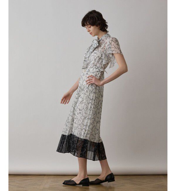 GRACE CONTINENTAL「ボウタイプリーツプリントワンピース」|ワンピース|