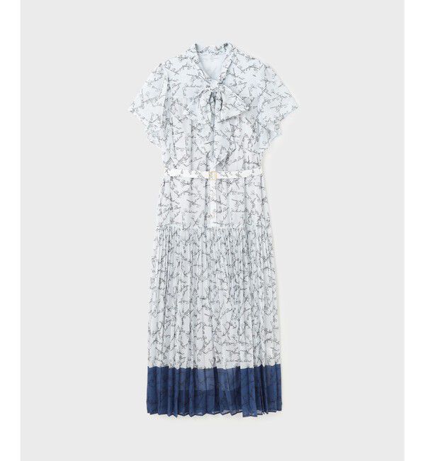 GRACE CONTINENTAL「ボウタイプリーツプリントワンピース」|ワンピース|