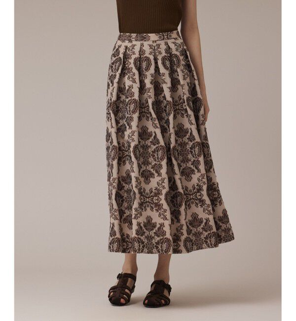 GRACE CONTINENTAL「ダマスクジャガードタックスカート」|スカート|