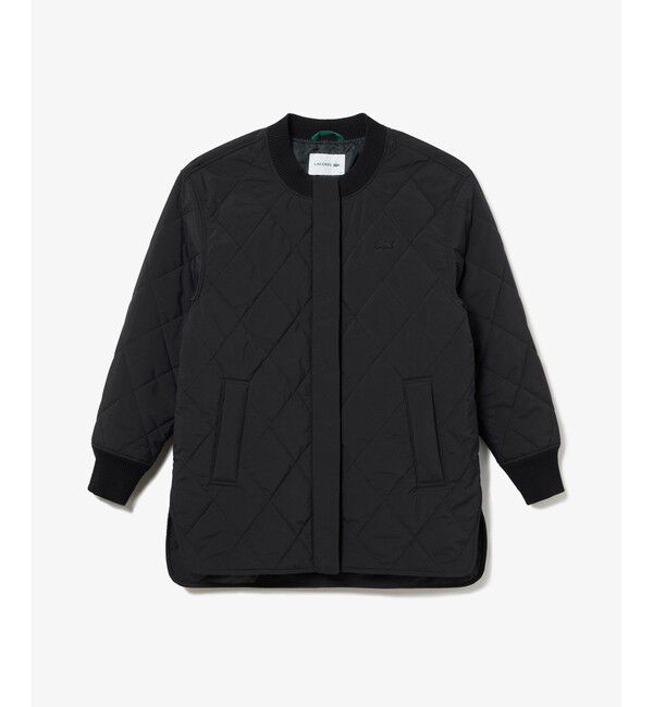 LACOSTE「ラウンドヘムライン ボックスシルエット撥水キルティングジャケット」|ノーカラージャケット|