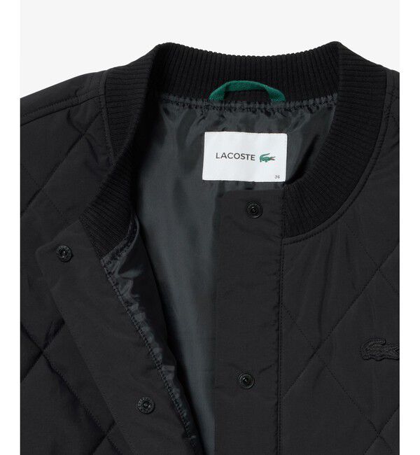 LACOSTE「ラウンドヘムライン ボックスシルエット撥水キルティングジャケット」|ノーカラージャケット|