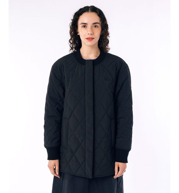 LACOSTE「ラウンドヘムライン ボックスシルエット撥水キルティングジャケット」|ノーカラージャケット|
