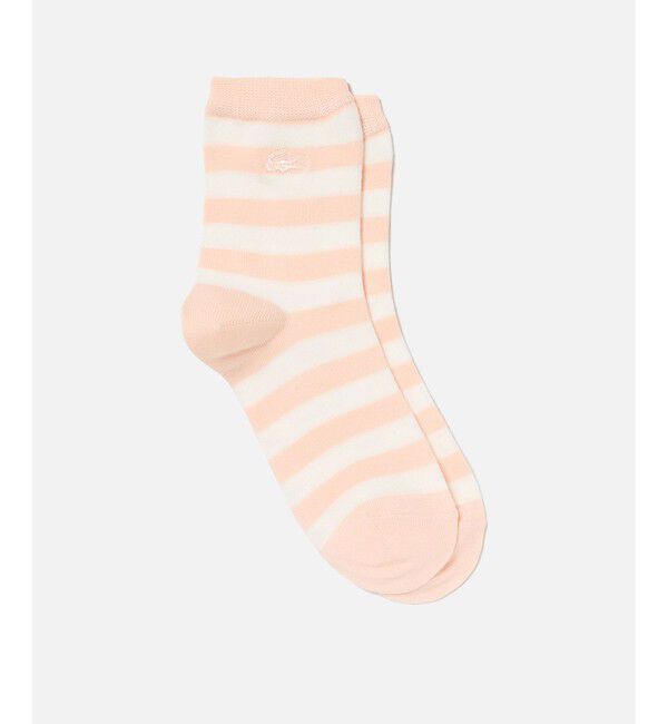 LACOSTE「マリンボーダーミドルソックス」|ソックス|ピンク
