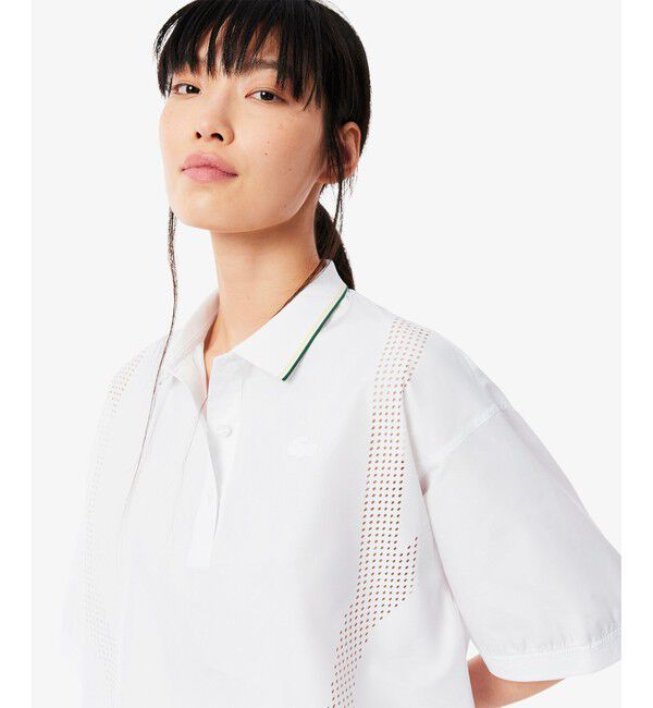 LACOSTE「レーザーカットホールテクニカルポロシャツ」|シャツ・ブラウス|ホワイト