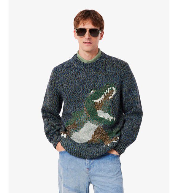 LACOSTE「ワニニッティングヘビーウェイトセーター」|ニット・セーター|グレー