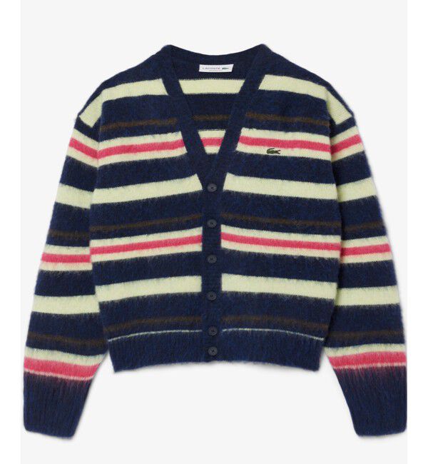 LACOSTE「アルパカブレンドボーダーニットカーディガン」|カーディガン|