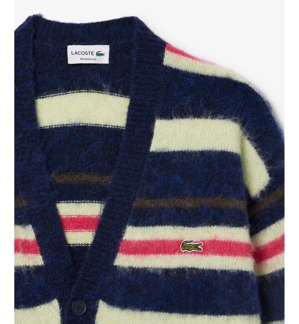 LACOSTE「アルパカブレンドボーダーニットカーディガン」|カーディガン|