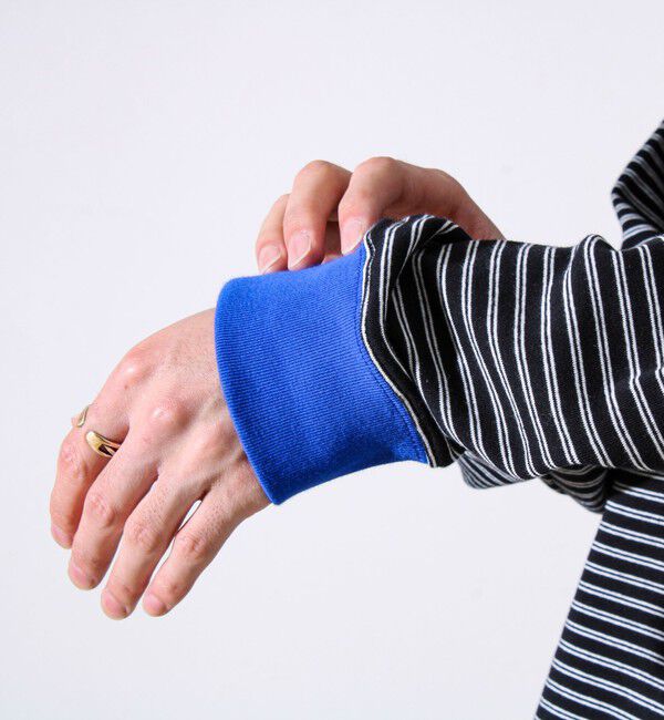 GLOSTER「【配色リブが映える主役ボーダー】Helloボーダー ロングスリーブTシャツ」|Tシャツ・カットソー|