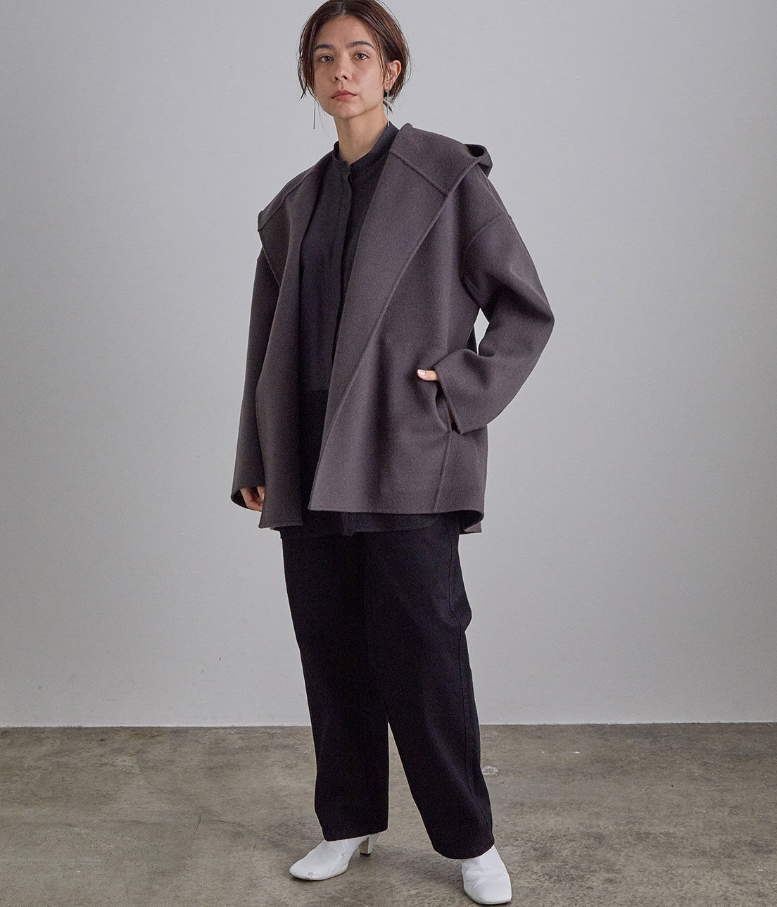 SALON adam et rope'「ウールカシミヤ無双仕立てフード付きミドル丈コート」|その他|