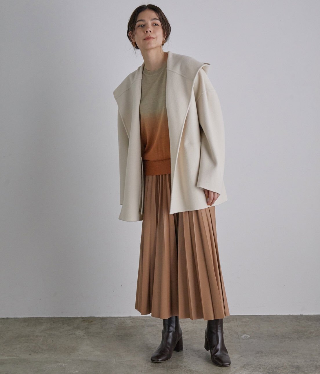 SALON adam et rope'「ウールカシミヤ無双仕立てフード付きミドル丈コート」|その他|