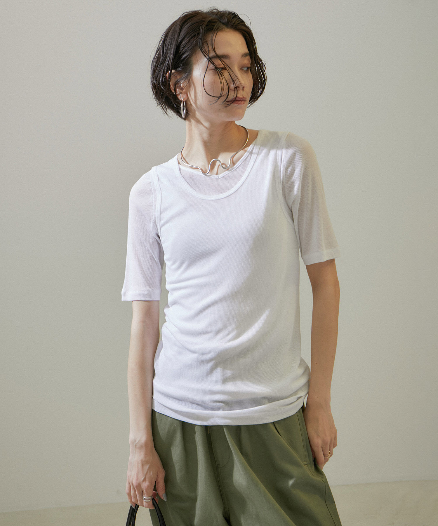 SALON adam et rope'「nu=layerスクープネックタンクトップ」|タンクトップ|