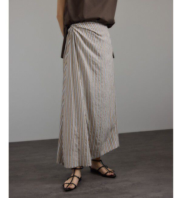 SALON adam et rope'「ストライプアシンメトリーロングスカート」|スカート|ベージュ系(28)