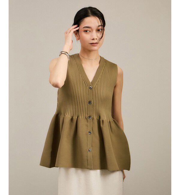 SALON adam et rope'「【WEB限定】リブフレアーペプラムプルオーバー 2［2WAY・追加］」|ニット・セーター|キャメル(25)