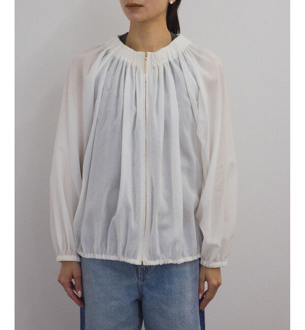 SALON adam et rope'「シアーギャザージップブルゾン/ブラウス［冷房対策・日除け］」|シャツ・ブラウス|