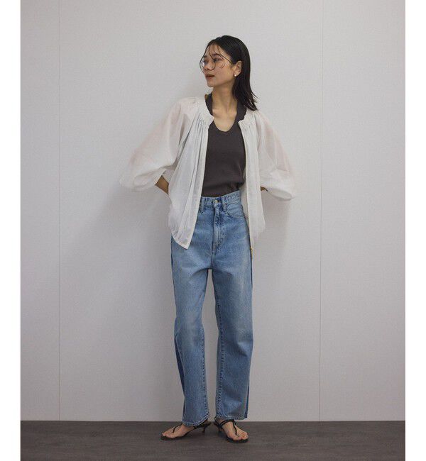 SALON adam et rope'「シアーギャザージップブルゾン/ブラウス［冷房対策・日除け］」|シャツ・ブラウス|