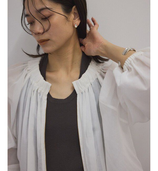 SALON adam et rope'「シアーギャザージップブルゾン/ブラウス［冷房対策・日除け］」|シャツ・ブラウス|