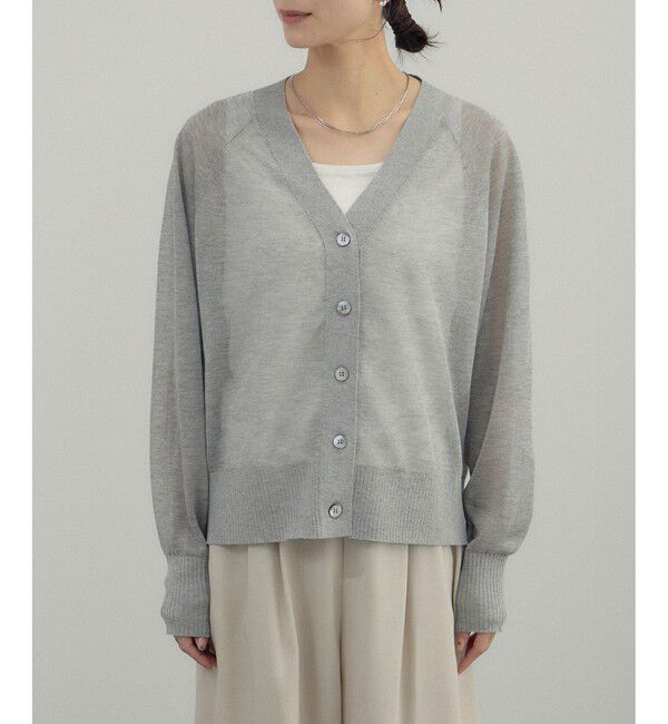 SALON adam et rope'「ブライトラメVネックシアーカーディガン」|カーディガン|