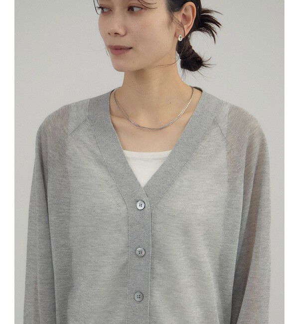 SALON adam et rope'「ブライトラメVネックシアーカーディガン」|カーディガン|