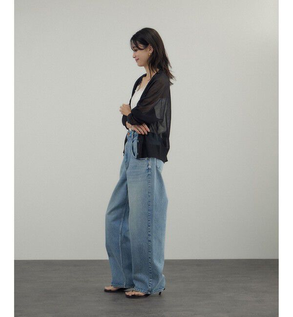 SALON adam et rope'「ブライトラメVネックシアーカーディガン」|カーディガン|