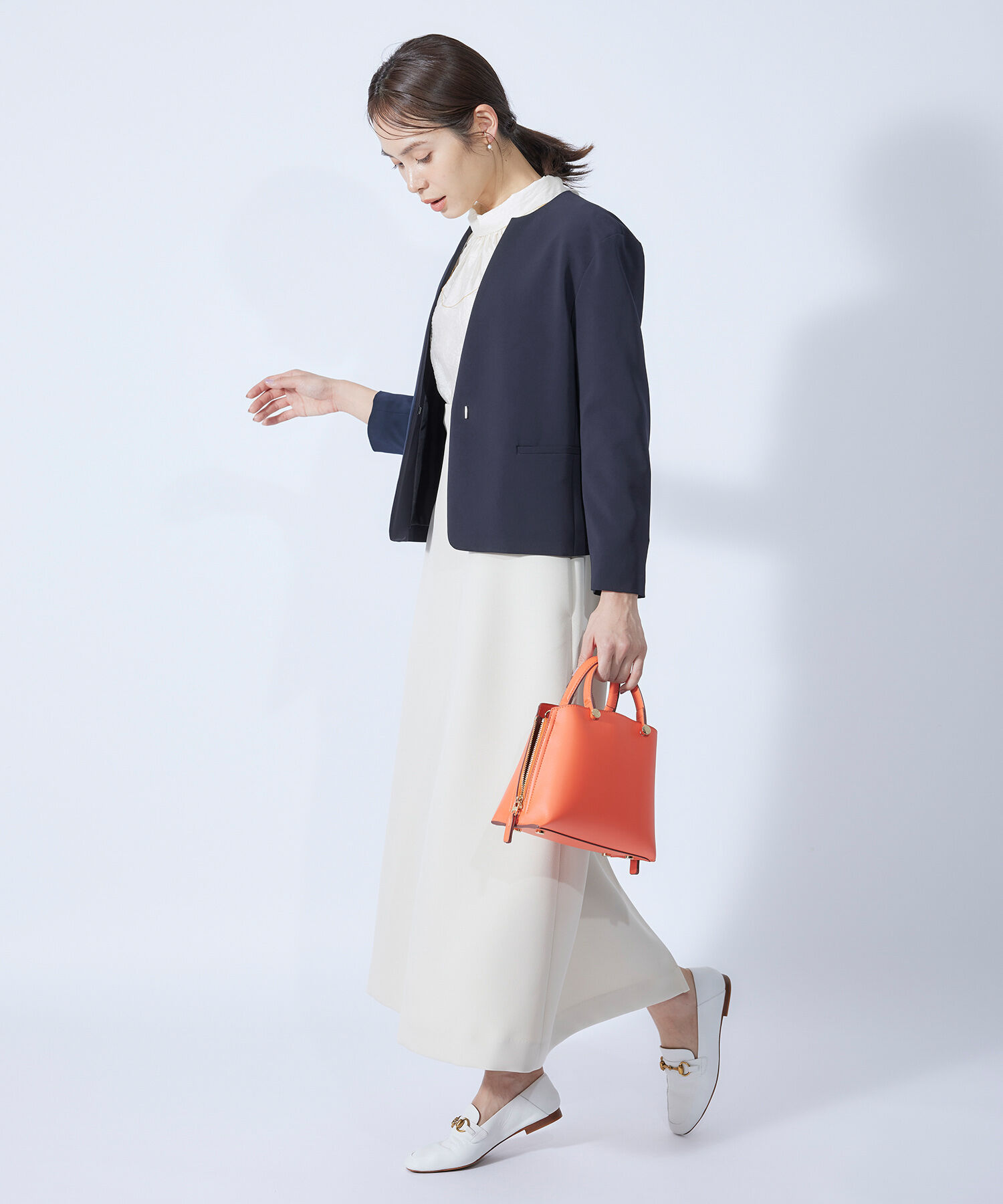 ROPE「【セレモニー対応】ダブルクロスラウンドカラージャケット【SDGs】」|ノーカラージャケット|