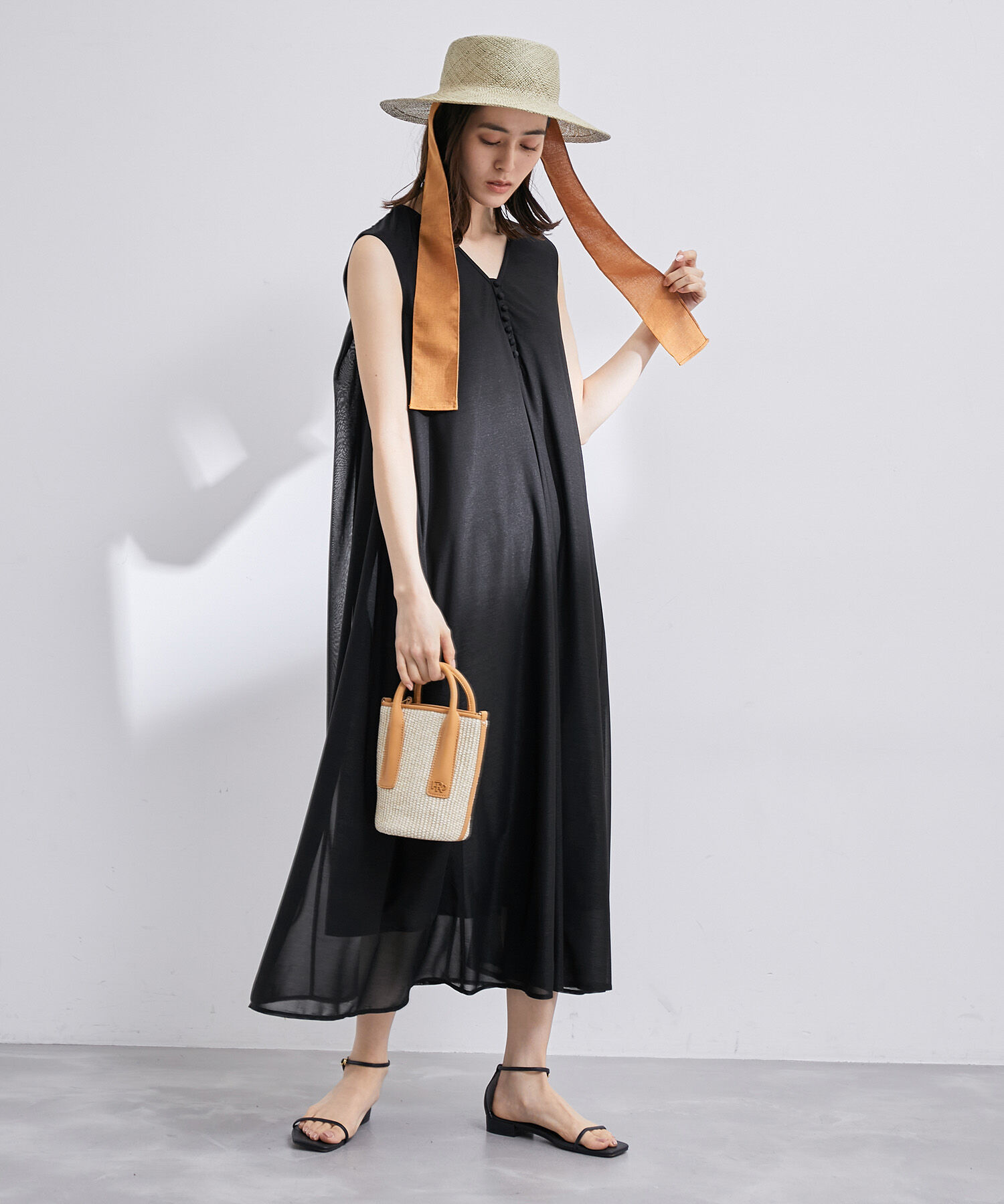 ROPE「【雑誌掲載】【洗える】【新色追加】エスパンディAラインシアーワンピース」|ワンピース|