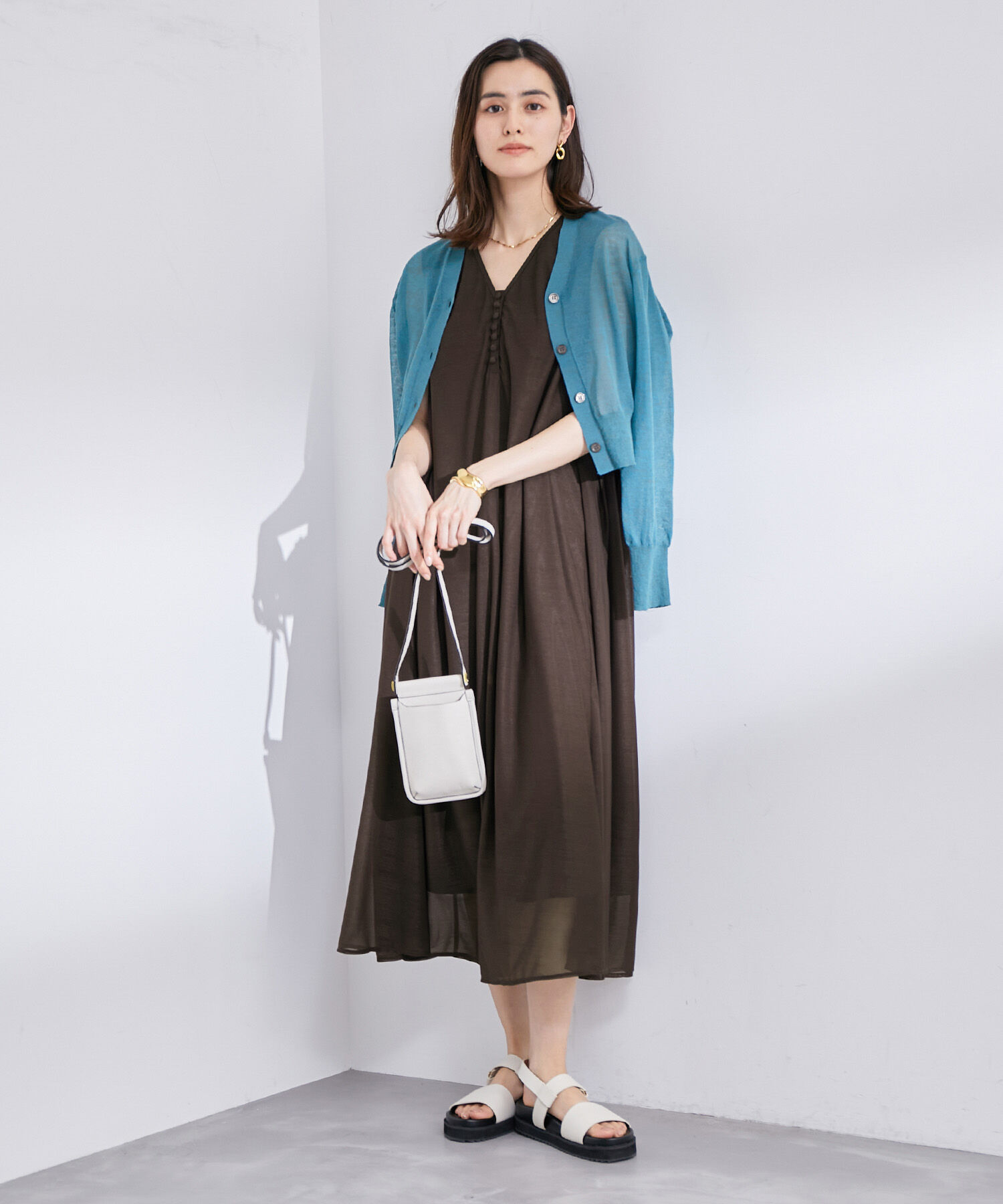 ROPE「【雑誌掲載】【洗える】【新色追加】エスパンディAラインシアーワンピース」|ワンピース|