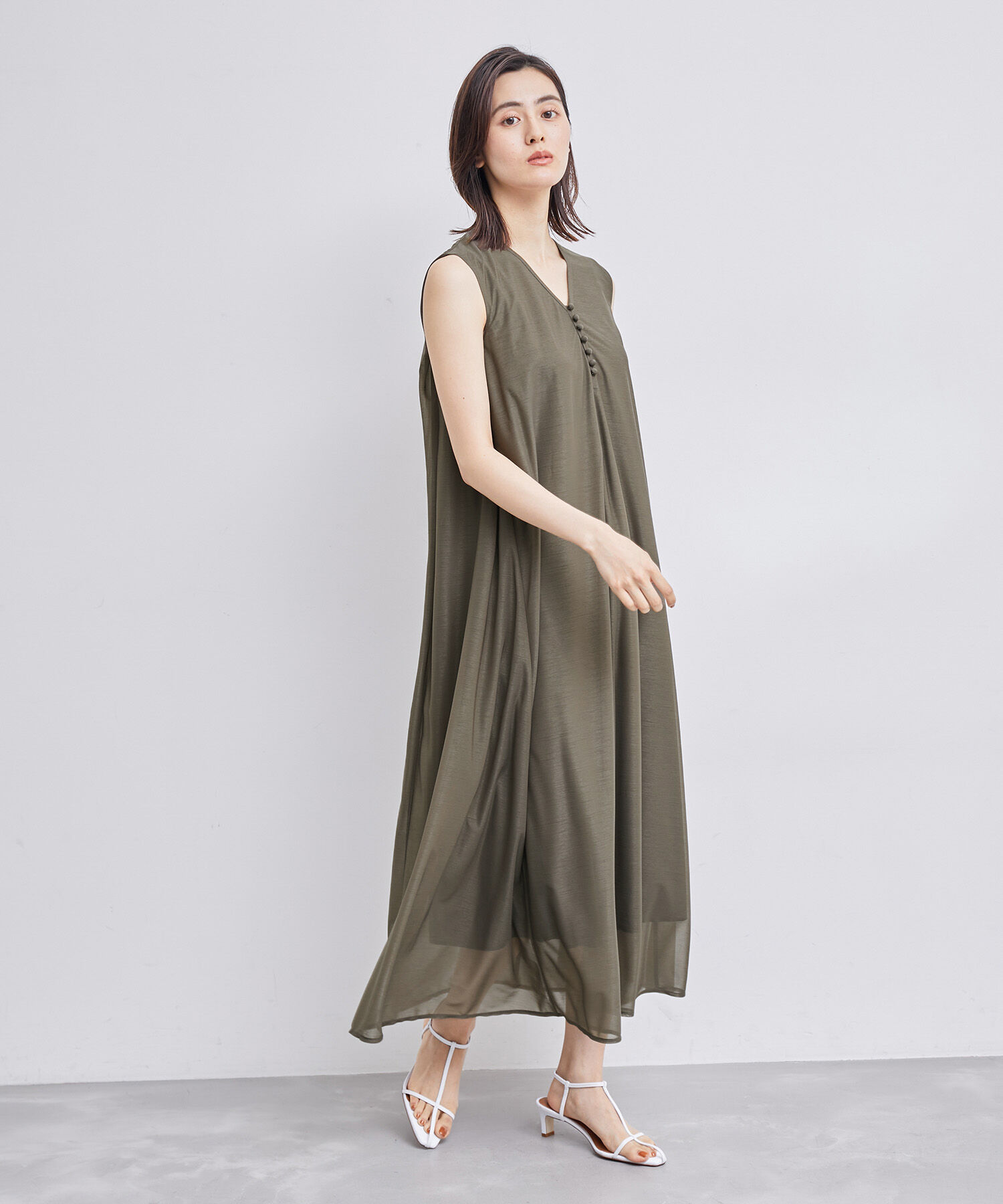 ROPE「【雑誌掲載】【洗える】【新色追加】エスパンディAラインシアーワンピース」|ワンピース|